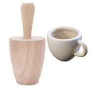 UNICRAFTALE Cup Pottery Mold Wood Curved Plaster Molds Potteryes Shaping Tool Wooden Pottery Shaper Molds with Handle Blanched Almond Ceramics Shaping Tool 99x217mm for DIY Handmade Mugs Vases Clay