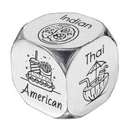 UNICRAFTALE Different Area Cuisines Anniversary Date Night Gifts 1 Set Stainless Steel Food Decision Dice Wedding Gifts Funny Food Dice with Gifts Box for Husband Wife Gifts