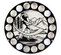 UNICRAFTALE Golf Ball Display Case 35x1.2cm Black Flat Round Wood Iron Golf Ball Holder 18 Balls Wall Mount Rack for Home Living Room Collector’s Wall Mount Decor