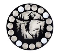 UNICRAFTALE Golf Ball Display Case Black Flat Round Wood Iron Golf Ball Holder 18 Balls Wall Mount Rack 35x1.2cm for Home Living Room Collector’s Wall Mount Decor