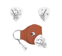 UNICRAFTALE Guitar Picks Gifts Musical Instrument Double Side Guitar Picks 1PC Stainless Steel Guitar Pick Keychain Plectrum Guitar Set with Brown Leather Case for Guitar Musician