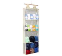 UNICRAFTALE Hanging Yarn Storage with 4 Large Clear Pockets Beige Knitting Organizer Storage with Zipper Closure Yarns Display Holder Over The Door for Yarn Balls Crochet Accessories