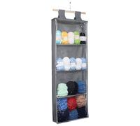 UNICRAFTALE Hanging Yarns Storage with 4 Large Clear Pockets Grey Knitting Organizer Storage with Zipper Closure Yarn Display Holder Over The Door for Knitting Needles Yarn Balls Crochet Accessories