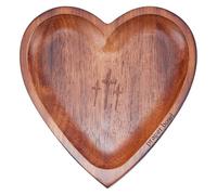 UNICRAFTALE Heart Prayers Bowls Wooden Prayer Bowl with Cross Christian Gifts for Women Heart Curved Shaped Decorative Bowls Resin Prayer Dough Bowl for Home Party Wedding Decoration 23x22x2.2cm