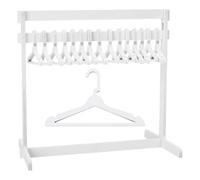 UNICRAFTALE High Mini Dolls Garment Rack with 15Pcs Wooden Clothes Hanger Small Dolls Clothes Rack White Mini Doll Closet Doll Clothes Storage Dollhouse Furniture for Dollhouse Cat and Puppy 30cm