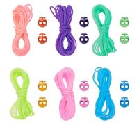 UNICRAFTALE Knitting Cord Lock Kit Stitch Stopper Set 18m 6 Colors Hollow Synthetic Rubber Round Barber Cords with 36Pcs 6 Colors Plastic Stitch Holders for Holding Stitches Bracelet