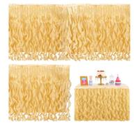 UNICRAFTALE Light Khaki Table Skirt with Double Layer Draping Floating Romance Polyester Flowing Wedding Decorations Table Skirt for Graduation Birthday Party Decorations