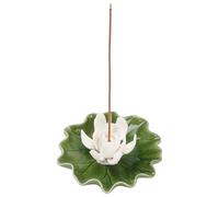 UNICRAFTALE Lotus Incense Holder White Ceramic Ash Catcher with Detachable Leaf Tray 90x87x37.5mm Glazed Ash Catcher Incense Mini Lotus Stick Burner for Altar Sage Palo