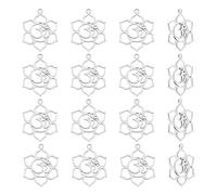 UNICRAFTALE Lotus Pendants Flower Hollow Charm Stainless Steel Petals Necklace Charms Metal Flower Charms Laser Cut Earring Pendants for Bracelets Jewelry Making, 19.5mm, Stainless Steel, No Gemstone