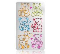 UNICRAFTALE Love Bear Metal Stencil Cute Little Bear Muppet Template for Journaling Wood Burning Stainless Steel Reusable Gift Bears Template for Drawing Scrapbooking Furniture Decor 3.98x6.97 inch