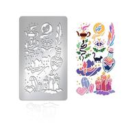 UNICRAFTALE Magic Theme Metal Stainless Steel Painting Stencils Witch Hat Cat Candle Snake Stencils for Journaling Reusable Drawing Template for Furniture Wood Wall Home Decor