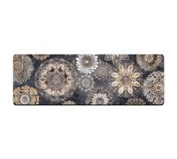 UNICRAFTALE Mat 50x150cm Rectangle Leaf and Lotus Pattern Mats Quick Dry Absorbent Bathroom Rugs Diatomaceous Mud Mat Kitchen Rugs Waterproof for Home