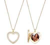 UNICRAFTALE Memory Locket Pendant Kit 2Pcs Heart Picture Locket Charm with 304 Stainless Steel Chains 45cm Golden Heart Bezel Photo Pendants Trays for DIY Necklace Gift 35x30x8mm