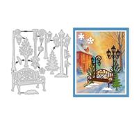 UNICRAFTALE Metal Cutting Dies Winter Street Die Cut Embossing Cutting Stencils Durable Dies 18x12cm for Card Making Paper Crafting Photo Frame Decor DIY Scrapbooking