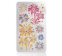 UNICRAFTALE Metal Fireworks Stencils for Craft Wood Burning Christmas Fireworks Stencil Stainless Steel Reusable New Year Firework Template for DIY Celebration Card Scrapbooking New Year