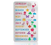 UNICRAFTALE Metal Journal Stencils Stainless Steel Calendar Stencil Time Record Templates for Notebook Diary Scrapbook Wood Burning Engraving DIY Drawing 17.7x10cm