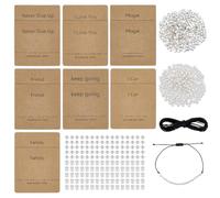 UNICRAFTALE Metal Morse Code Bracelet Making Kit 400Pcs Sliver Round Spacer Beads 400Pcs Sliver Tube Beads 7 Styles 14Pcs Morse Code Decoding Card and Waxed Cord for DIY Bracelet Jewelry Making