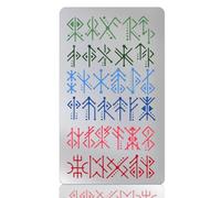 UNICRAFTALE Metal Runes Stencil for Craft Wood Burning Viking Bind Runes Stencil Ancient Alphabet Wicca Stainless Steel Reusable Painting Template for Wood Carving Pyrography Scrapbooking