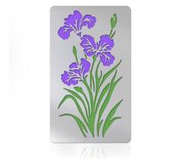 UNICRAFTALE Metal Stencil for Craft Wood Burning Iris Flower Stencil Stainless Steel Reusable Painting Stencils Wood Carving Floral Leaf Stencils Templates for Journaling Drawing Engraving