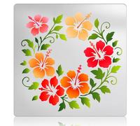 UNICRAFTALE Metal Stencil Reusable Flower Painting Stencils for Craft Stainless Steel Template Hibiscus Flower Drawing Template for Wood Burning DIY Scrapbooking Drawing Carving Engraving