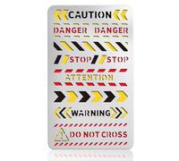 UNICRAFTALE Metal Stencils for Craft Wood Burning Warning Panel Stencil Stainless Steel Reusable Prompt Words Template Wood Carving Warning Word Template for DIY Scrapbooking Decorative