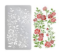 UNICRAFTALE Metal Stencils for Wood Burning Stainless Steel Reusable Template June Rose Flower Stencils for DIY Engraving Painting Embossing Journaling Bookmark
