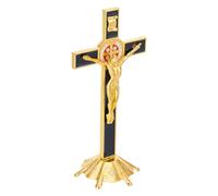 UNICRAFTALE Metal Table Cross Golden Standing Crucifix for Home Altar Cross Displays 9.6x8x20.6cm Table Crucifix Gifts for Home Decor Prayers