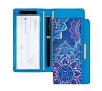 UNICRAFTALE Mixed Styles Checkbook Cover for Personal Checkbook Imitation Leather Money Clips Rectangle Pu Leather Check Book Covers with Pen holders for Women, Blue