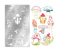 UNICRAFTALE Mushroom Pattern Metal Stencil Retro Stainless Steel Reusable Metal Template Cutting Dies Drawing Stencils Tool Template for Wood Carving DIY Scrapbooking Photo Album Decorative