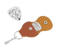 UNICRAFTALE Music Gifts for Guitarist Heart Musical Note Stainless Steel Guitar Picks Keychain Leather Holder Musician Guitar Player Birthday Christmas Gifts