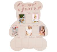 UNICRAFTALE My First Year Photo Frames Board 12 Months Milestone Board Small Photo Collage Wall Hanging Bear Shaped Baby Keepsake Birthday Nursery Decor Gifts for Baby 42x33.5x0.45cm