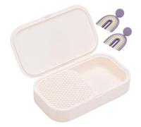 UNICRAFTALE Papaya Whip Cornstarch Tapper Box Plastic Polymer Clay Kit Separating Cornmeal Storage Box with Brush Non-Stick Tool for Polymer Clay Cutters for Jewelry Making 145x85x28mm