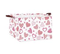 UNICRAFTALE Rectangular Canvas Storage Bins Pink Heart Storages Baskets Cotton Linen Laundry Basket Laundry Storage Basket Collapsible Organizer 38x25x24.5cm for Clothes Doll Storage Tool Room Decor