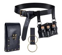 UNICRAFTALE Renaissance Medieval Belt Pouch Leather Waist Bag Black Witch Cosplay Costume Ren Faire LARP Steampunk Festival Accessories with Adjustable Strap Potion Bottle Holder 1.23m