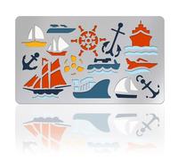 UNICRAFTALE Retro Metal Stencils for Wood Burning Stainless Steel Reusable Template Sailboat Transportation Ship Helm Stencils for DIY Engraving Painting Embossing Journaling Bookmark