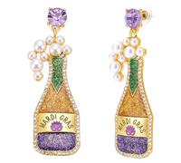UNICRAFTALE Rhinestone Champagne Bottle Stud Earrings Crystal Wine Glass Dangle Earrings for Women Lovely Cocktail Earring Novelty Fashion Alcohol Earring for Wedding Party Jewelry Gifts