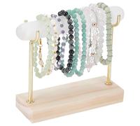UNICRAFTALE Selenite Bracelet Holder Stand Crystal Bracelet Display Stand Detachable Jewelry Wrap Watch Organizer Holder Gold Jewelry Display with Wooden Base for Charging Cleansing