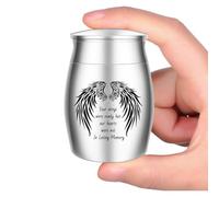UNICRAFTALE Small Urns Mini Cremation Human Ashes Holder Wing Script Pet Stainless Steel Memorial Keepsake Ash Funeral Urn for Pet Small Ashes Urns 30mm for Human Family Friends Pets Memorial
