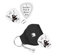 UNICRAFTALE Stainless Steel Guitar Pick Keychain GIft I Couldn’t Pick A Better Son Guitar Picks 2pcs Double Side Diffierent Styles Word and Musician Guitar Picks Plectrum Guitar Set with PU Leather