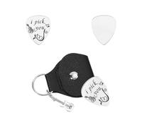 UNICRAFTALE Stainless Steel Guitar Pick Keychain I Pick You Guitar Picks Plectrum Guitar Accessories with Sandy Black PU Leather Guitar Pick Gift Personalized Gifts for Guitar Player Musician Husband