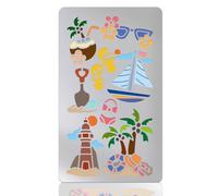 UNICRAFTALE Summer Beach Stencil Metal Stencil for Craft Wood Burning Hawaiian Ocean Stainless Steel Painting Reusable Template Coconut Tree Templates for Scrapbook Wood Decor