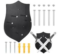 UNICRAFTALE Swords Katana Wall Mount Holder Wooden Sword Katana Holder Stand Bracket Samurai Sword Display Easels Black Shield Shape Wall Mount for Gift Collector 300x228x10mm