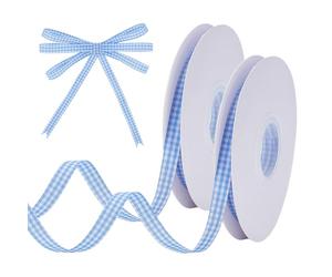 UNICRAFTALE Total 98.42yards 2 Rolls Gingham Ribbons Polyester Buffalo Checker Ribbons 10mm Wide Blue Buffalo Checker Ribbon Spring Summer Thin Checkered Ribbon for Crafts Hair Accessories Gift