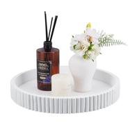 UNICRAFTALE Tray for Coffee Table Decor Round White Resin Jewelry Tray Table Centerpieces Decorative Trays 28.5x3.9cm for Home Decor Modern Decorative Trays Jewelry Storage