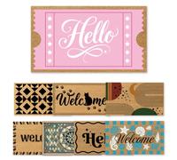 UNICRAFTALE Trendy Retro Pink Door Mat Funky Retro Hello Tickets Welcome Floor Mat Non Slip Rectangle Entrance Door Rugs Preppy Rug for Front Doors Porch Indoor Bathroom 43X76cm