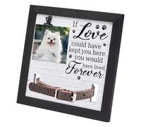 UNICRAFTALE Wood Pet Memorial Frame with Collar Holder Photo Display Dog Cat Loss Gift for Dog Lovers Sympathy Keepsake Frame Pet Cat Remembrance Bereavement Gift 23x23x1.7cm