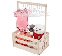 UNICRAFTALE Wooden Baby Shower Crate Closet Babys Storage Crate Hamper Shower Party Basket with Handle with 10pcs Kids' Hanger Welcome Baby Gifts Pregnancy Gifts for New Parents