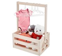 UNICRAFTALE Wooden Baby Shower Crate Closet Hollow Rainbow Baby Storage Crate Hamper Shower Party Basket with Handle with 10pcs Kids' Hanger Wood Hamper Welcome Babys Gifts for Pregnancy New Parents