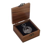 UNICRAFTALE Wooden Pocket Watch Display Case Single Watch Gift Box with Velvet Inside and Metal Clasps Saddle Brown Square Watches Cases Travel Case Organizer for Man Wowen 9x9.9x4.6cm