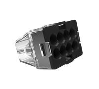 Unicrimp QP8242B2 24A 450V 8 Port Push-In Wire Connector Black Transparent (50 Pack)